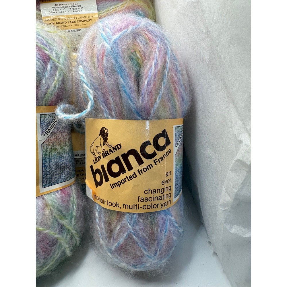 Lion Brand Bianca Yarn 12 Count Rainbow Multi Color Mohair Look France 998 301 - Picture 3 of 7